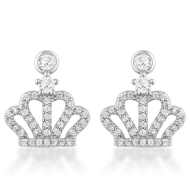 0.5 Ct Rhodium Crown CZ Earrings