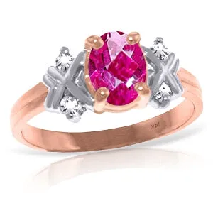 0.97 Carat 14K Solid Rose Gold Xo Pink Topaz Diamond Ring