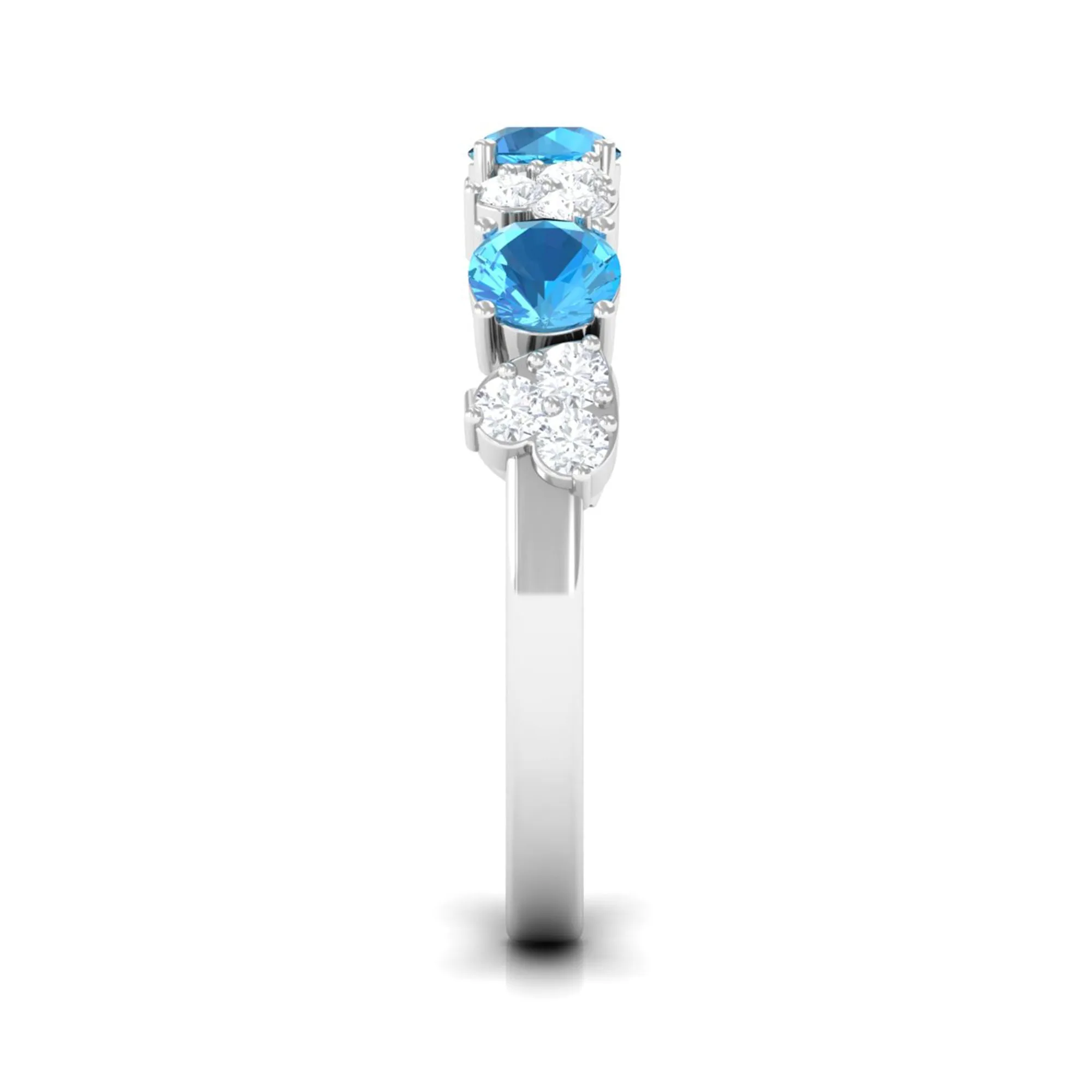 1 CT Swiss Blue Topaz and Diamond Half Eternity Ring