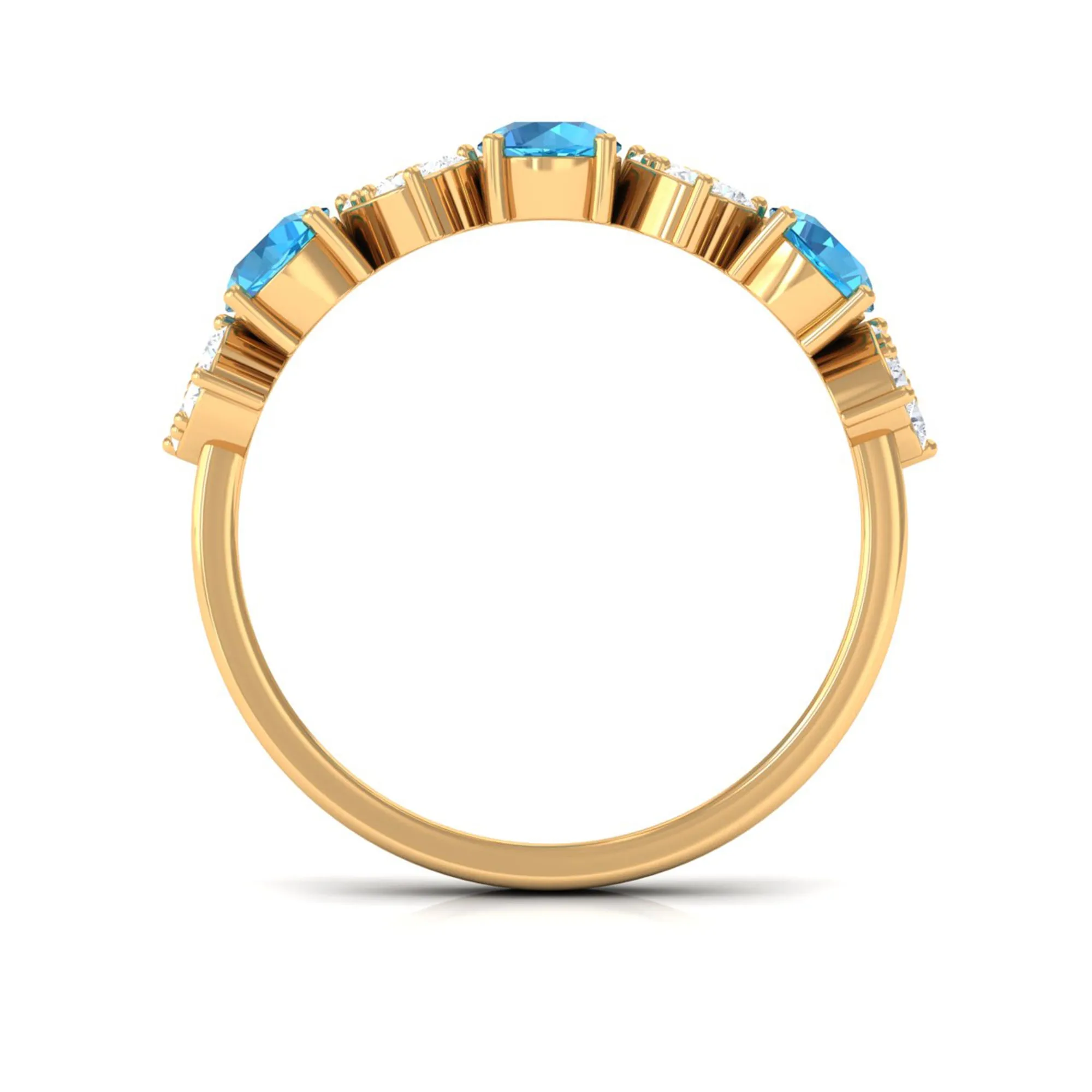 1 CT Swiss Blue Topaz and Diamond Half Eternity Ring