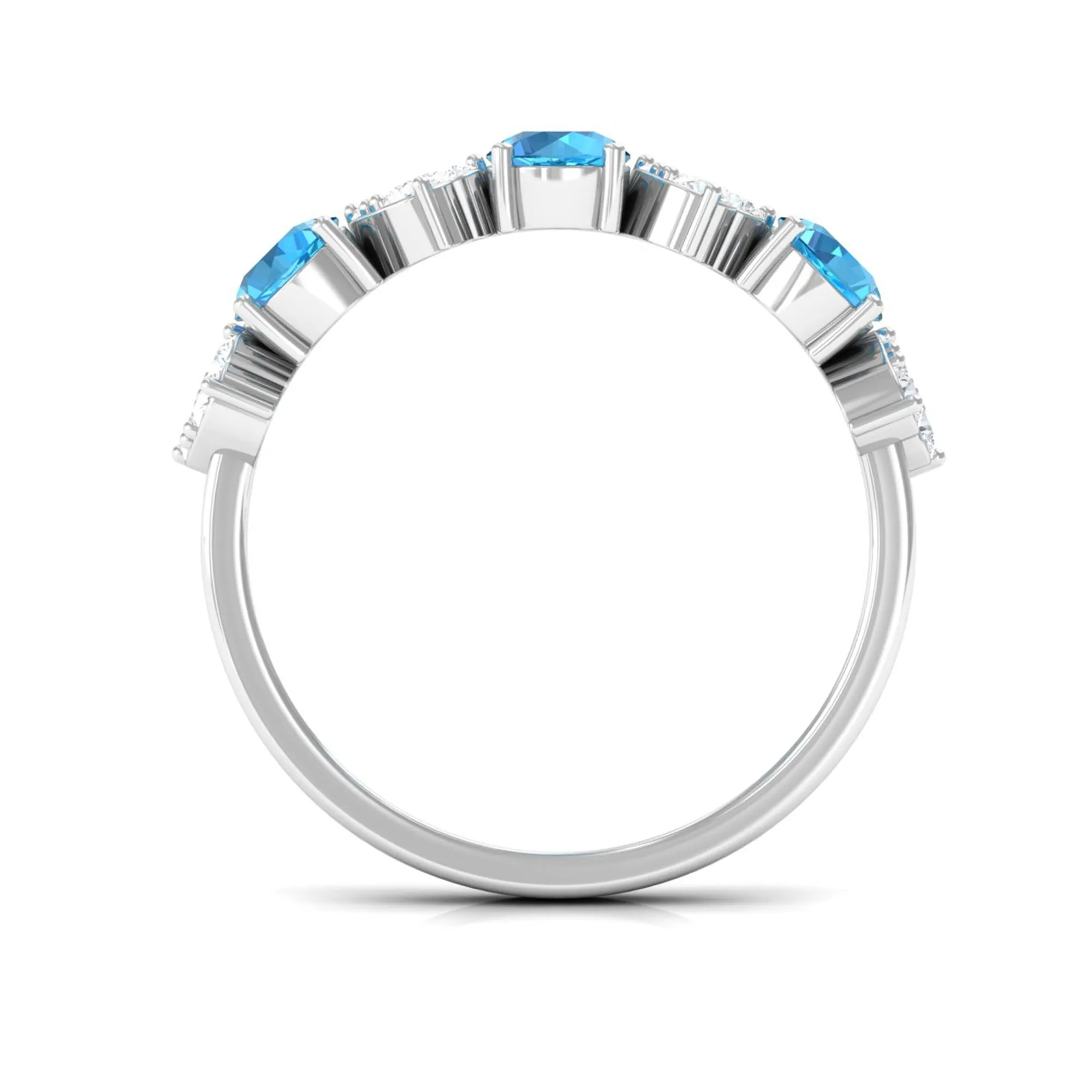 1 CT Swiss Blue Topaz and Diamond Half Eternity Ring