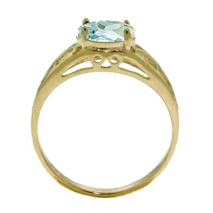 1.15 Carat 14K Solid Yellow Gold Filigree Ring Natural Aquamarine