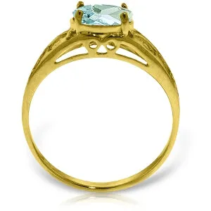 1.15 Carat 14K Solid Yellow Gold Filigree Ring Natural Aquamarine