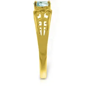 1.15 Carat 14K Solid Yellow Gold Filigree Ring Natural Aquamarine