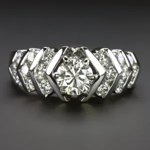 1.20ct DIAMOND COCKTAIL RING IDEAL ROUND CUT ENGAGEMENT 14k WHITE GOLD TIERS