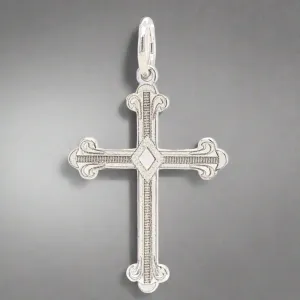 14K W Gold Fancy Budded Cross