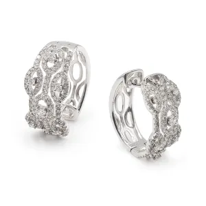 14K White Gold Diamond Hoop Earrings