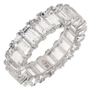 14K White Gold Emerald Cut White Topaz Eternity Ring (Large)