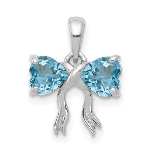 14k White Gold Light Swiss Topaz Bow Pendant