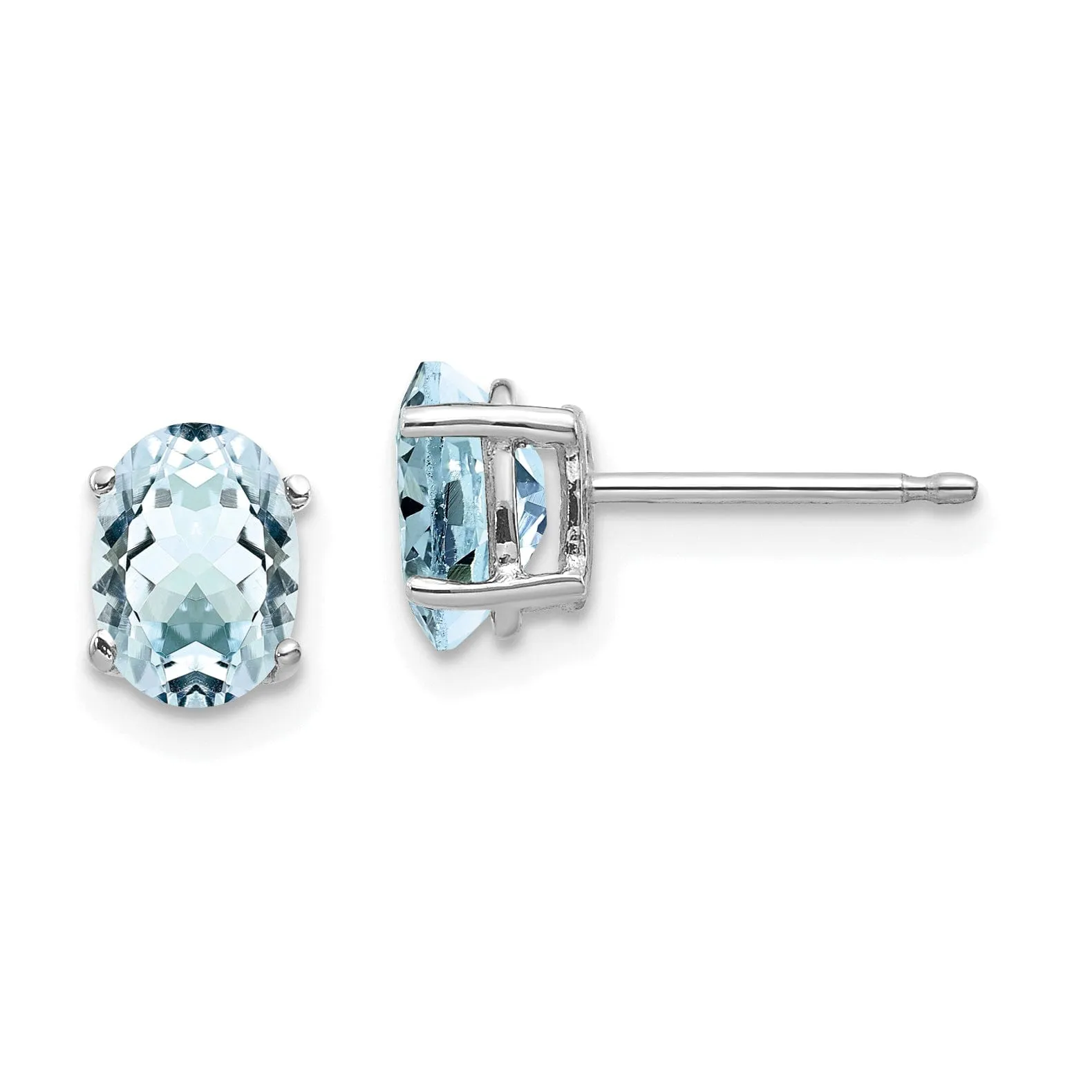 14k White Gold Oval Aquamarine Earrings