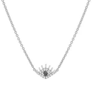 14k White Gold Petite Eye With Lashes Necklace