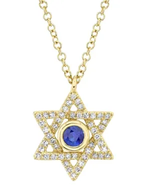 14k Yellow Gold Star of David Necklace