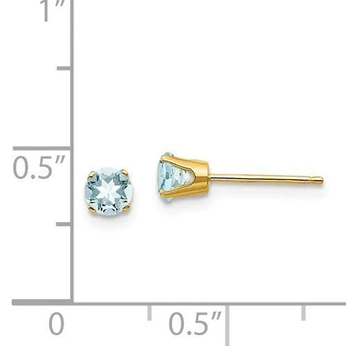 14KT GOLD 0.46 CARAT TOTAL WEIGHT ROUND AQUAMARINE EARRINGS