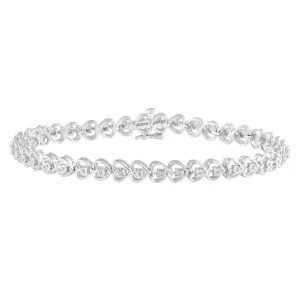 1/8ct tw Diamond Infinity Heart Tennis Bracelet in Sterling Silver