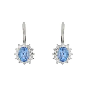 18K White Gold Aquamarine Diamond Earrings