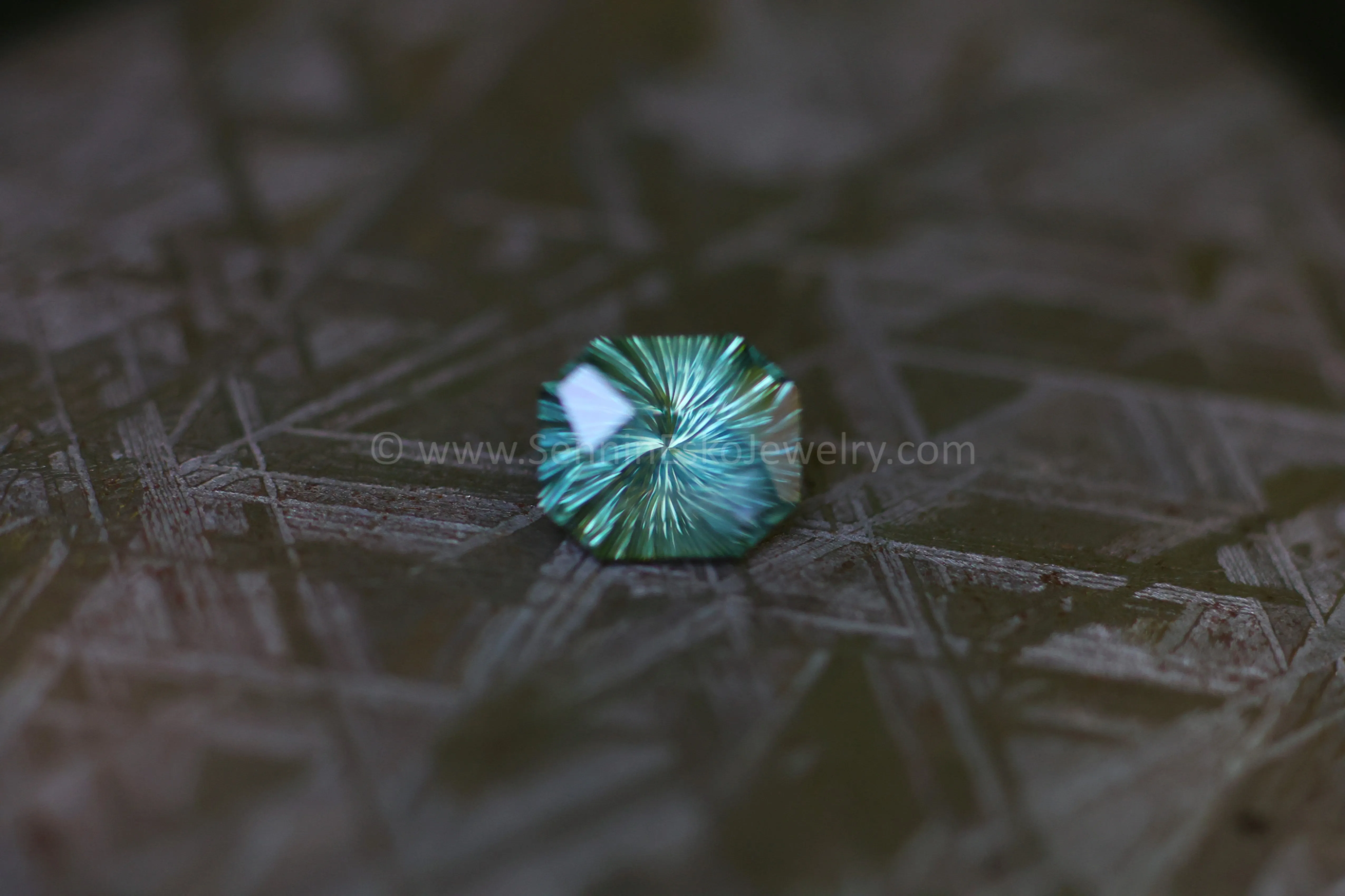 2.5 Carat Bluish Green Montana Sapphire Octagon - 8.4x7.1mm, Fantasy Cut