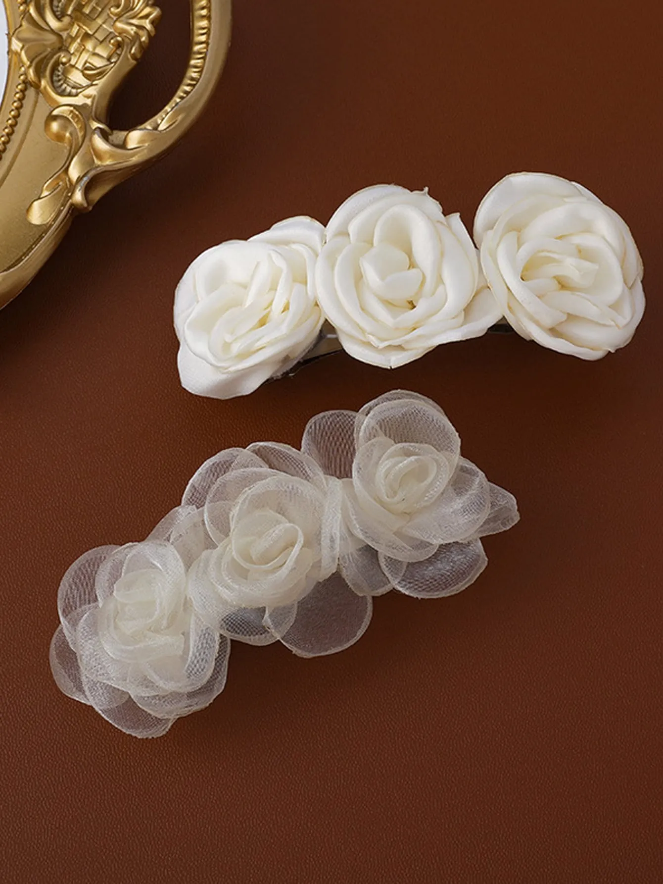 2pcs Beautiful Flower Decor Hair Clip for Women Barrette Styling Hair