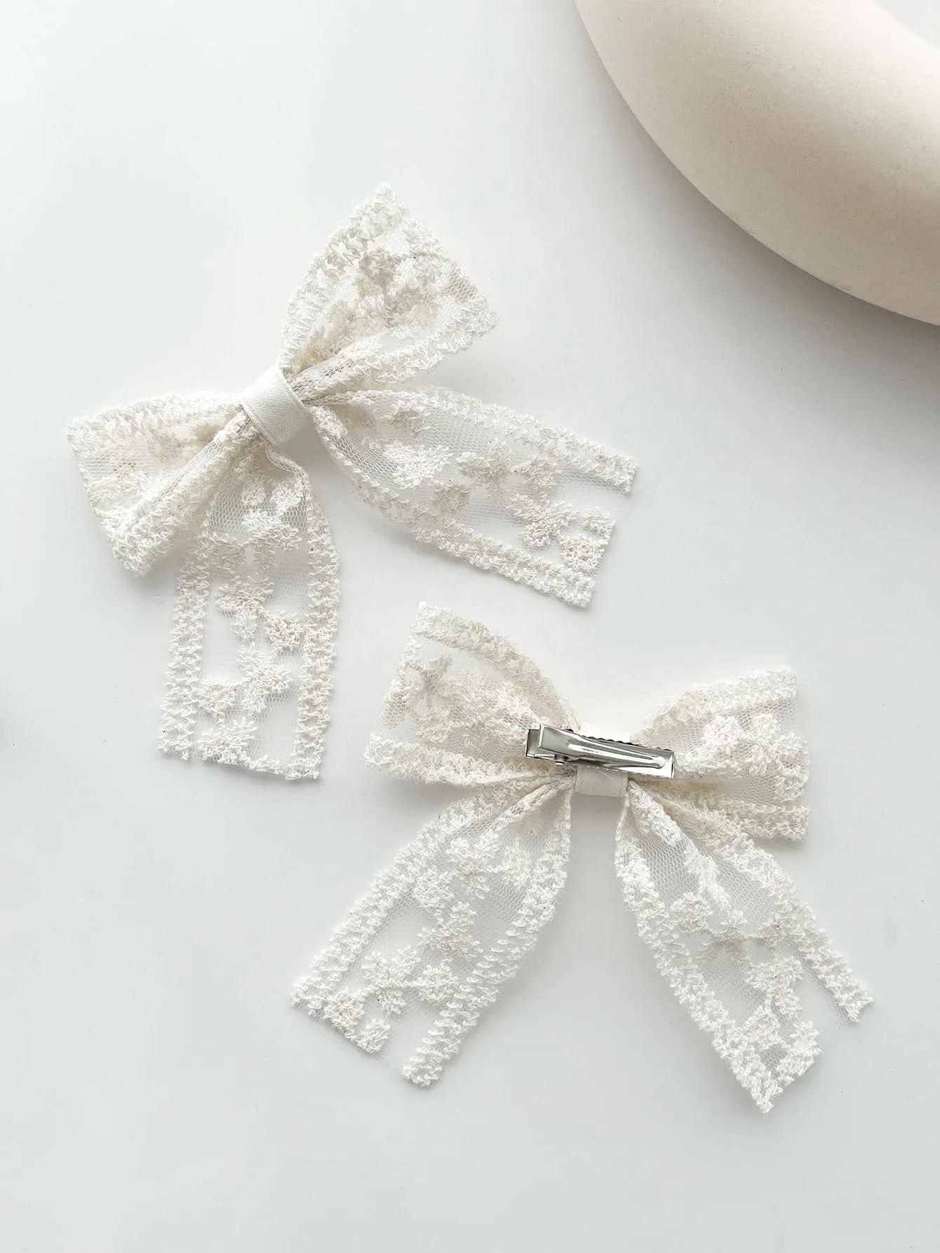 2pcs Lace Bow Hair Clips for Women Barrette Styling Hair Accessories