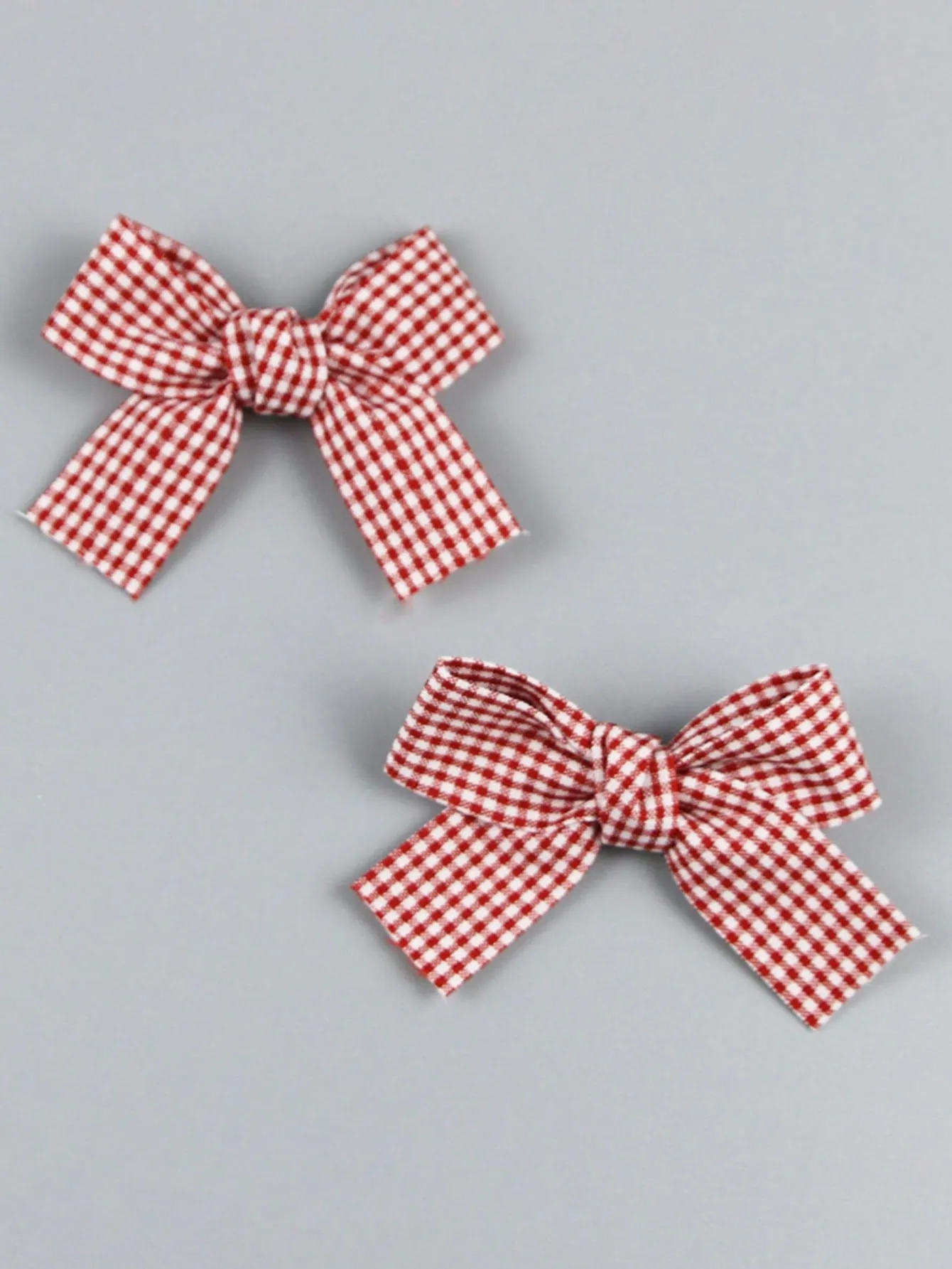 2pcs Red Plaid Pattern Bow Decor Alligator Hair Clip for Women Barrette Styling