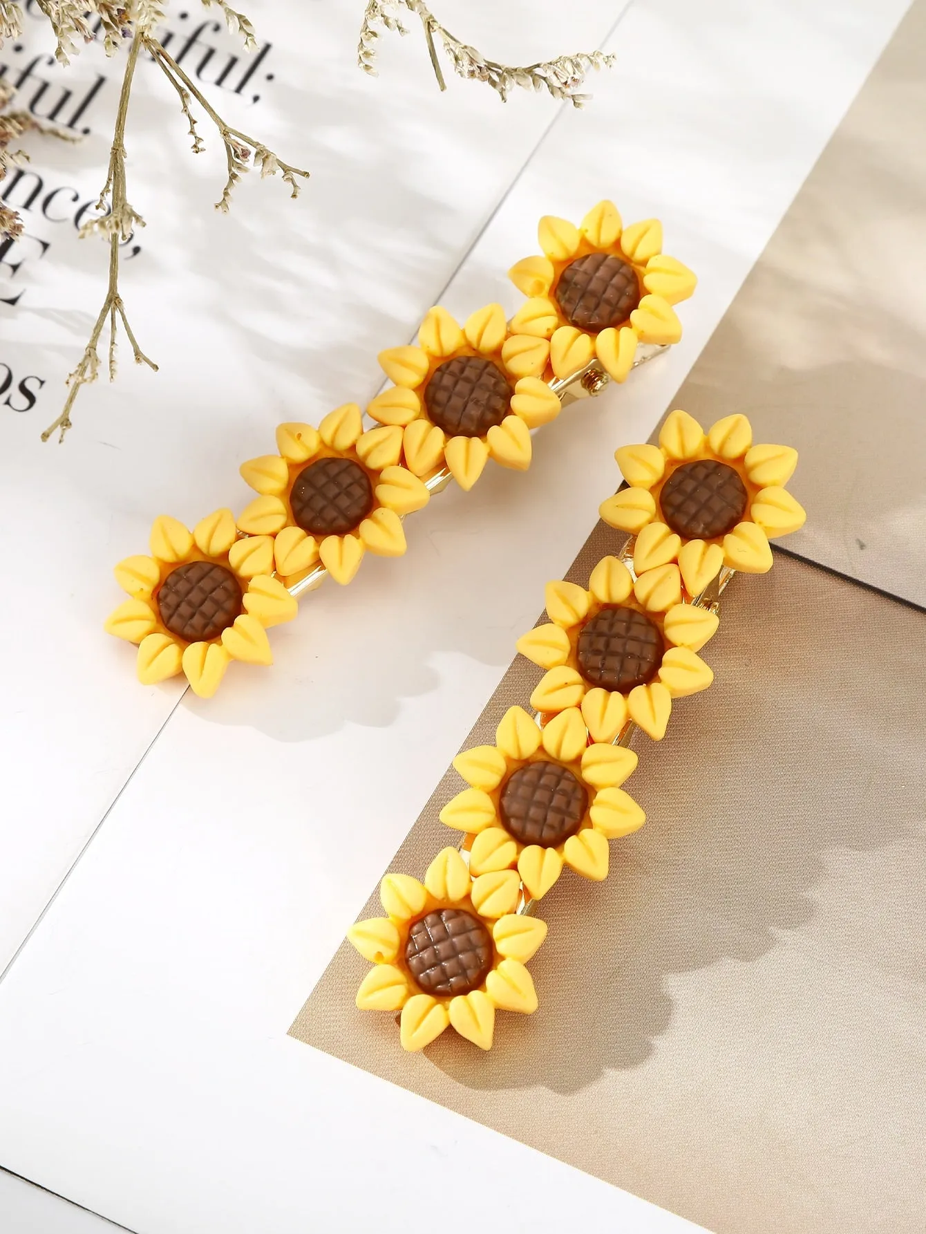 2pcs Sunflower Hair Clips for Women Barrette Styling Hair Accessories