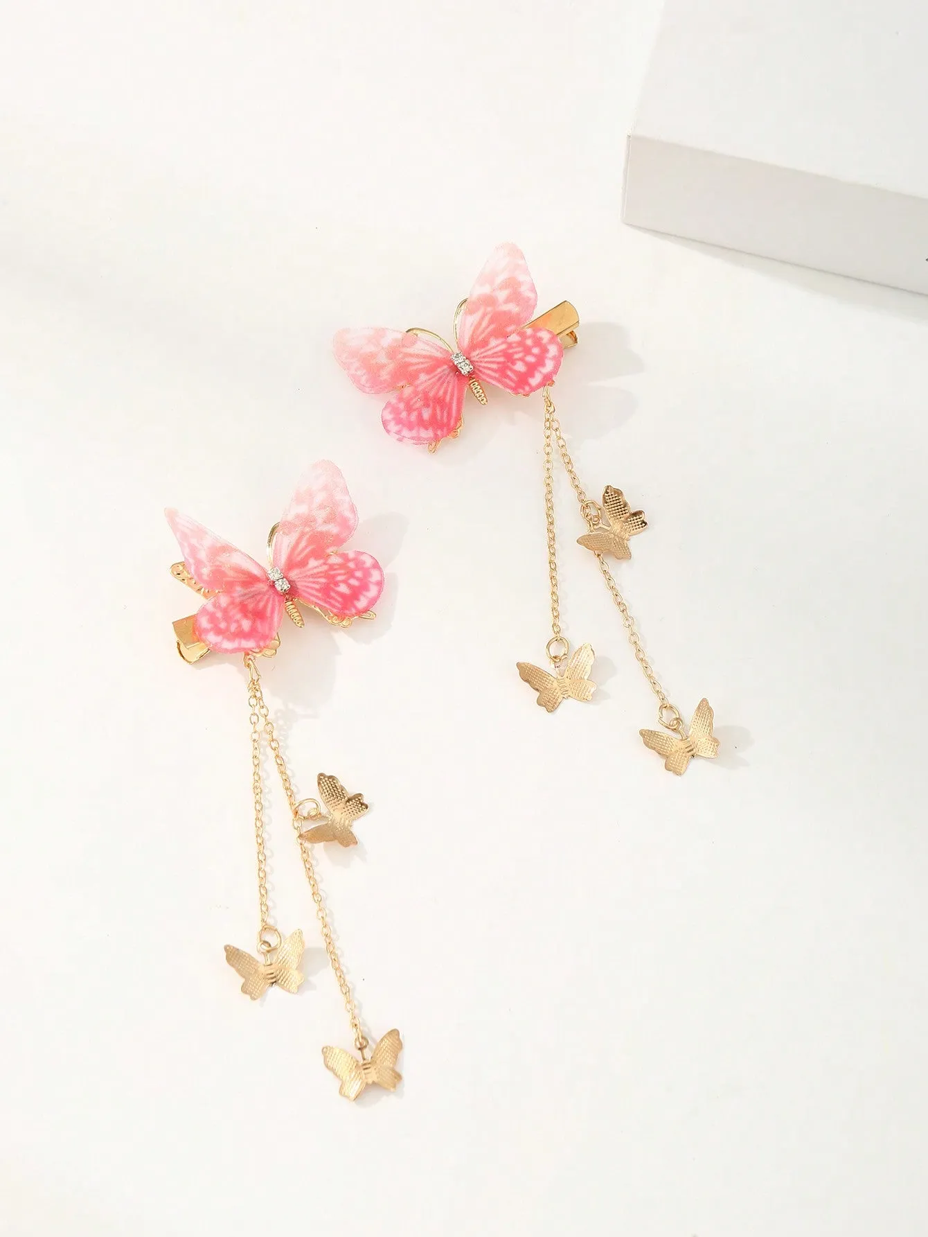 2pcs Tassel Butterfly Hair Clips for Women Barrette Styling Hair Accessories