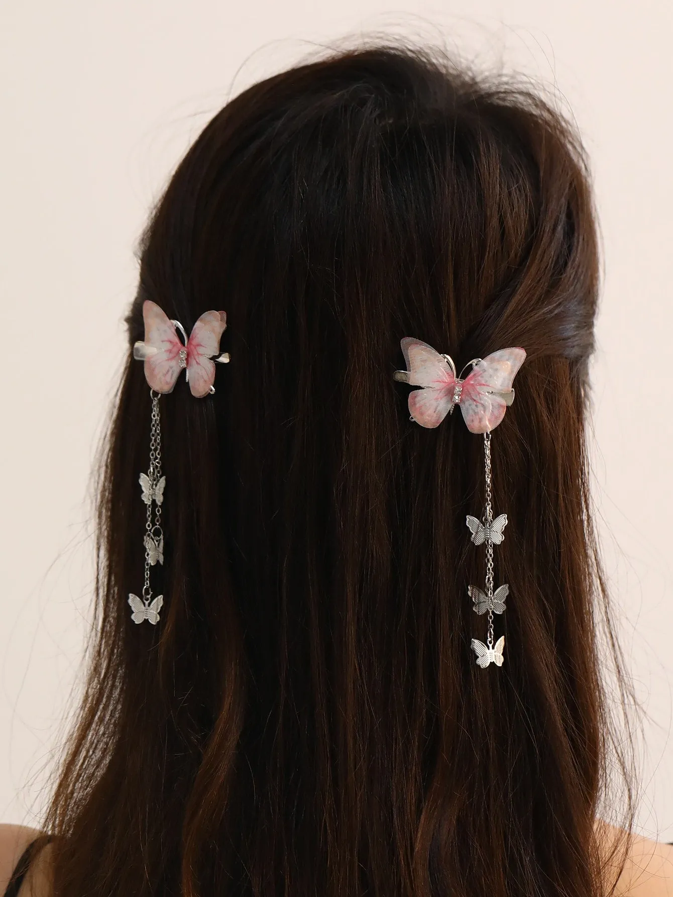 2pcs Tassel Butterfly Hair Clips for Women Barrette Styling Hair Accessories