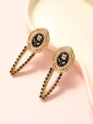 2pcs Vintage Picture Style Rhinestone Decor Hair Clip for Women Barrette Styling