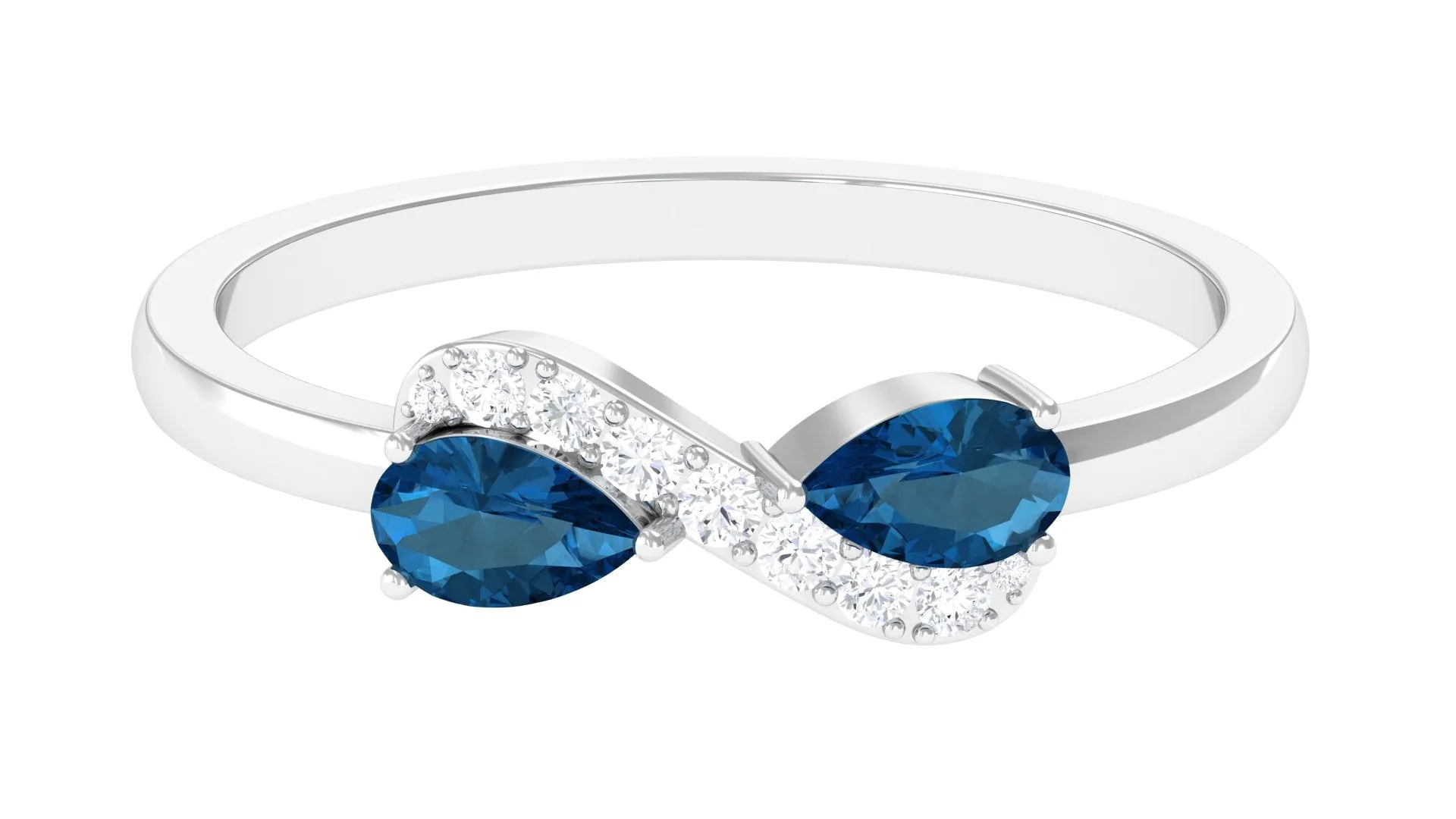 3/4 CT London Blue Topaz Infinity Promise Ring with Diamond