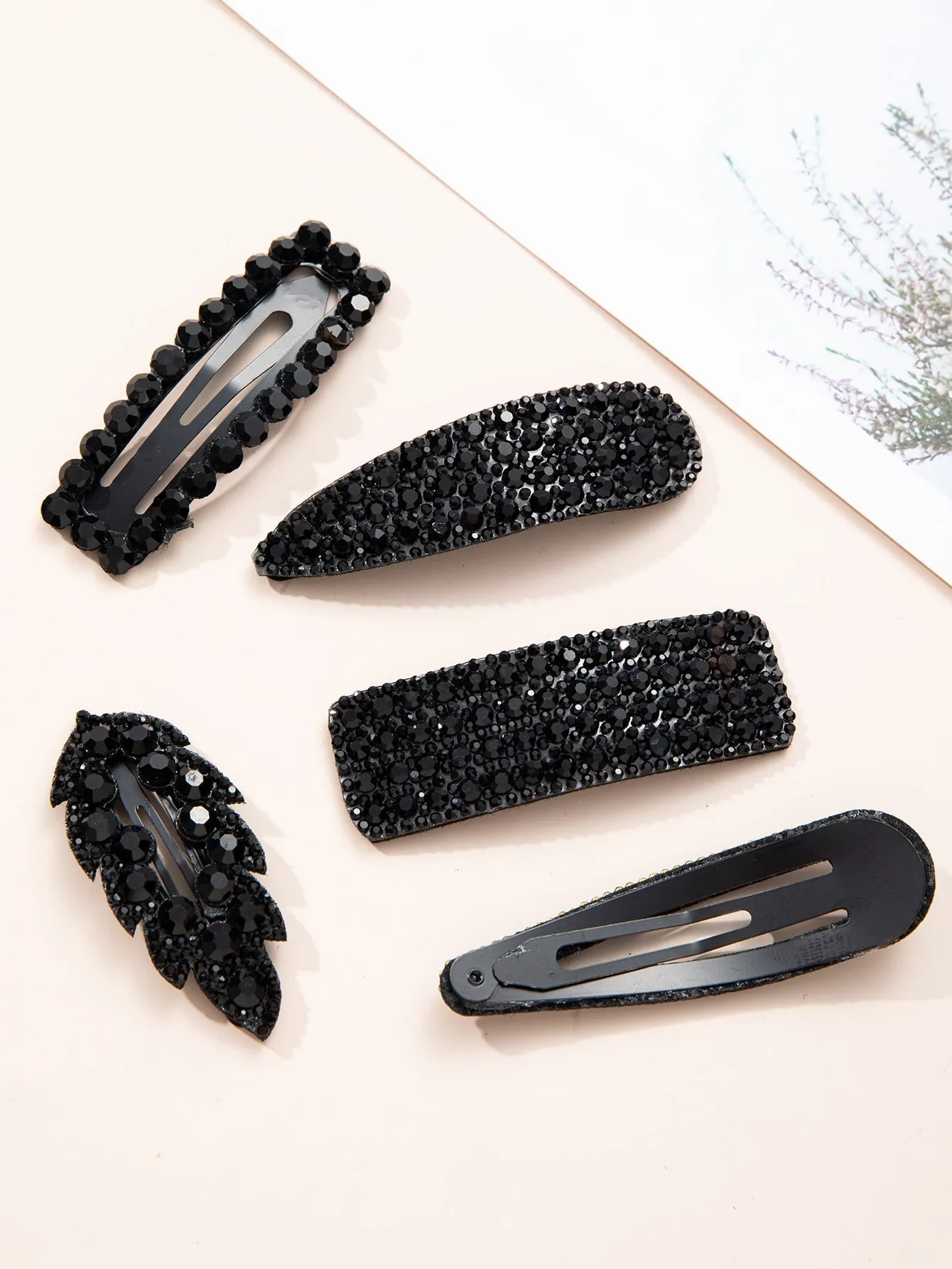 5pcs Rhinestone Decor Hair Clip Mixed SHpe Design for Women Barrette Styling