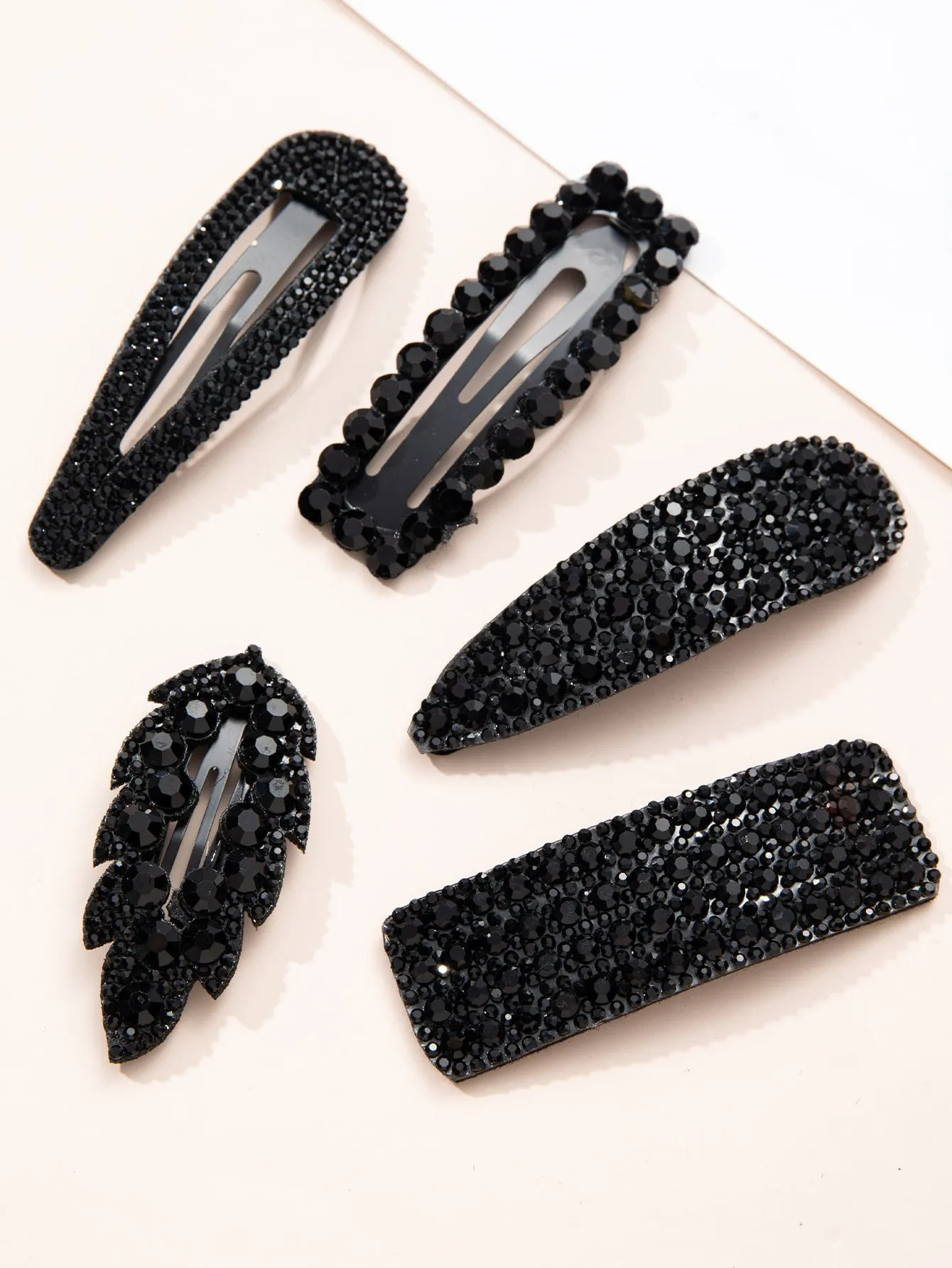 5pcs Rhinestone Decor Hair Clip Mixed SHpe Design for Women Barrette Styling