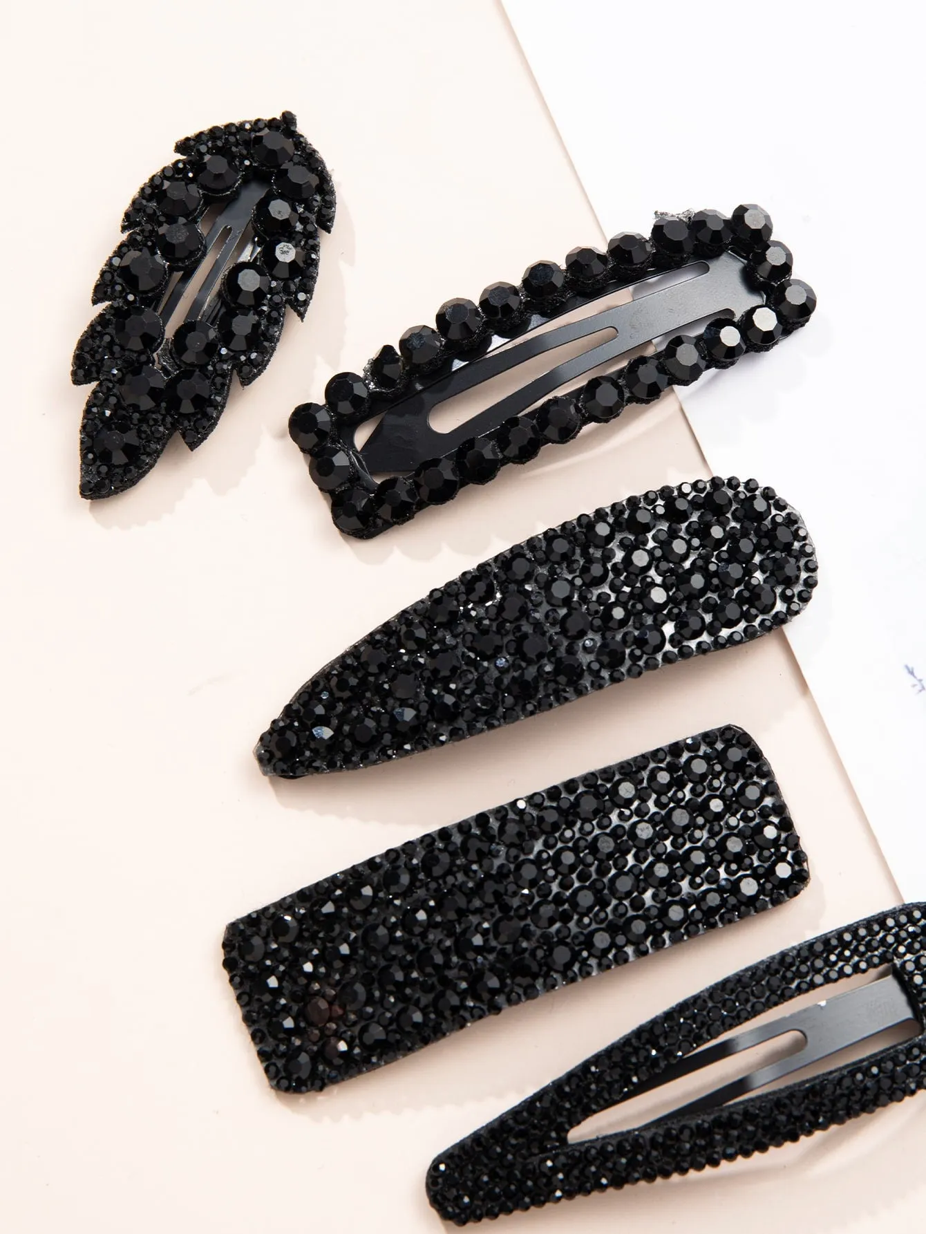 5pcs Rhinestone Decor Hair Clip Mixed SHpe Design for Women Barrette Styling