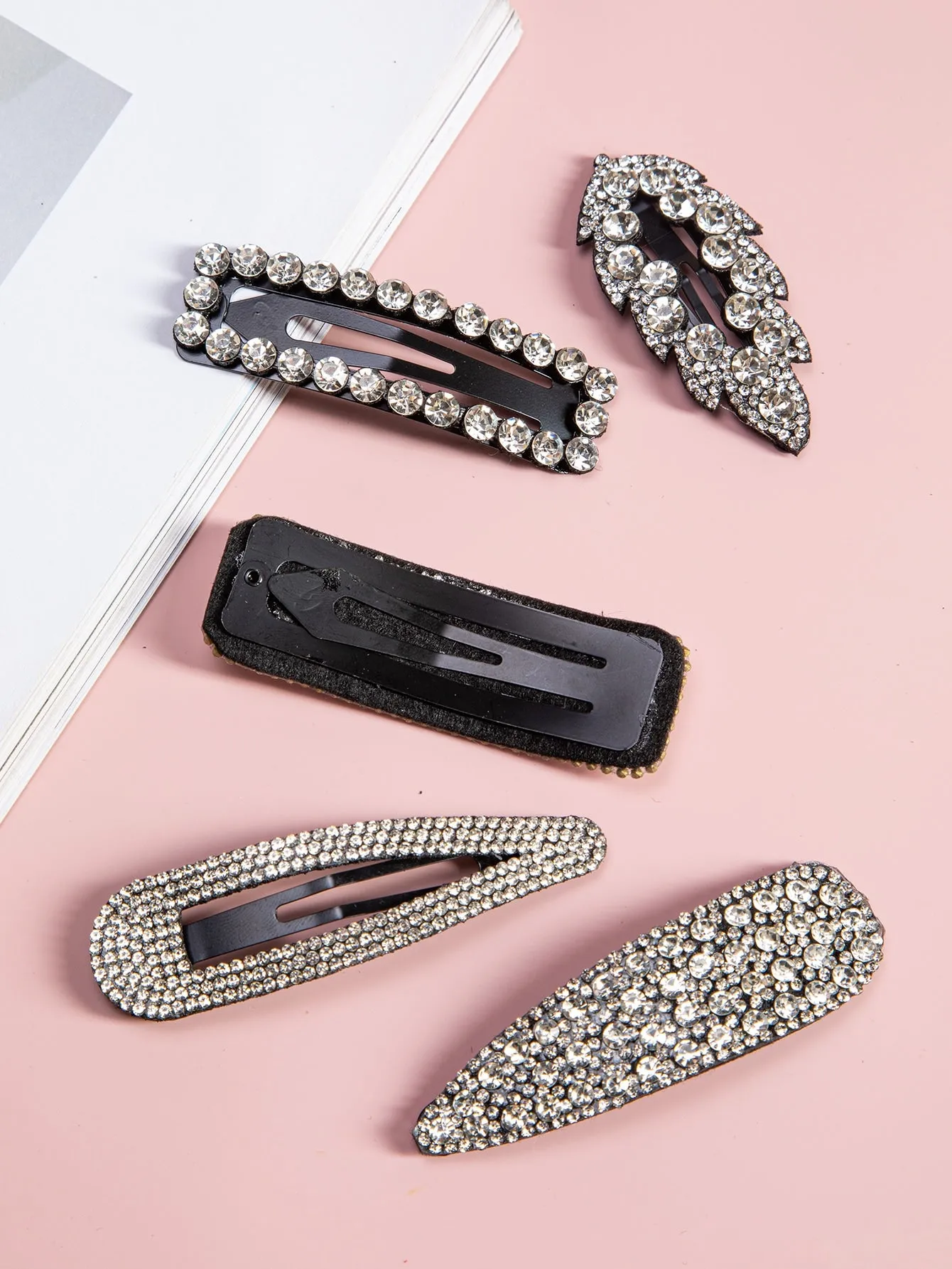 5pcs Rhinestone Decor Mixed Design Hair Clip for Women Barrette Styling Hair