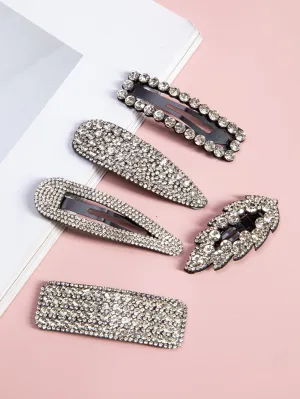 5pcs Rhinestone Decor Mixed Design Hair Clip for Women Barrette Styling Hair