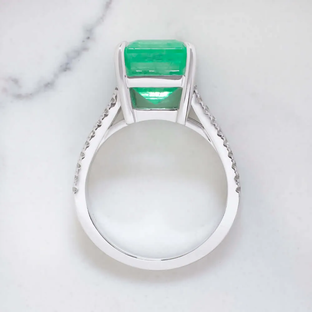 7.47ct EMERALD DIAMOND COCKTAIL RING NATURAL GREEN STATEMENT 14k WHITE GOLD BIG