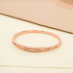 92.5 Sterling Silver Impressive Zirconia Flex Bracelet With Rose Gold Polish