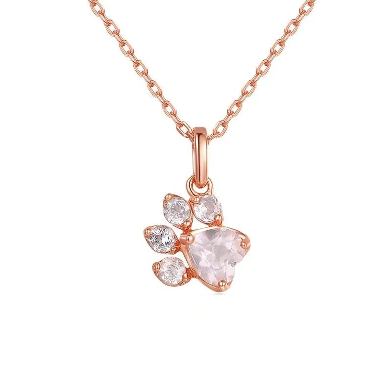 925 Sterling Silver Necklace Natural Rose Quartz Gemstone Jewelry Rose Gold Chain Necklaces