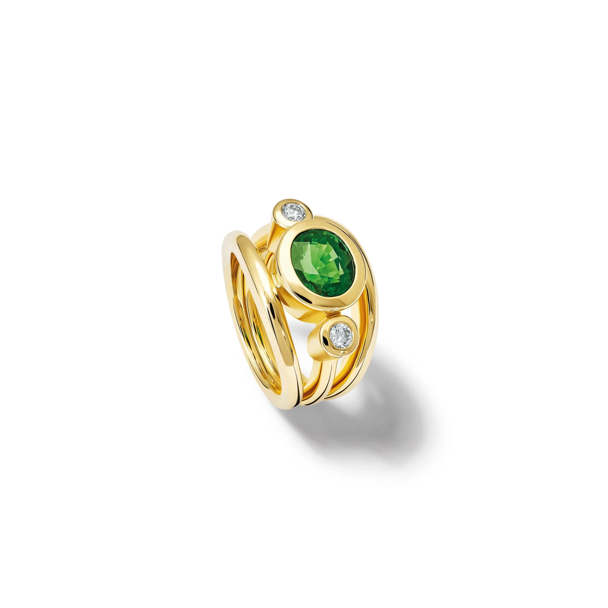 Aeneus Ring 18ct Yellow Gold - Chrome Green Tourmaline & Diamond