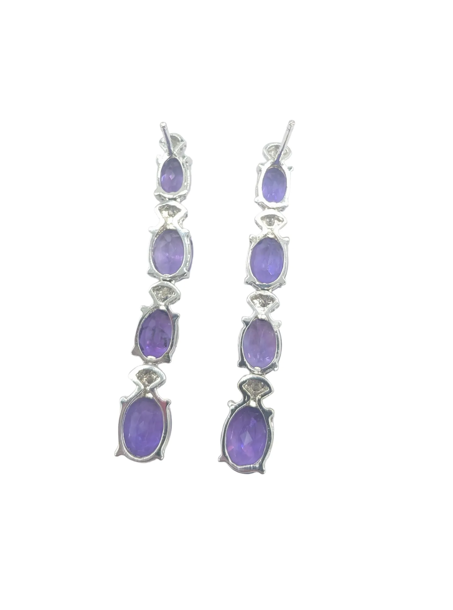 Amethyst and Diamond Dangle Drop Earrings