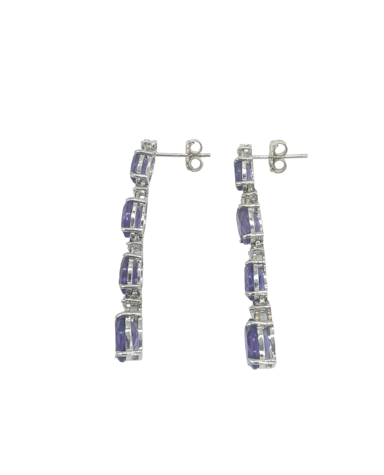 Amethyst and Diamond Dangle Drop Earrings