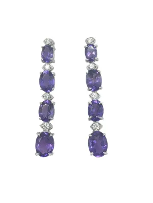 Amethyst and Diamond Dangle Drop Earrings