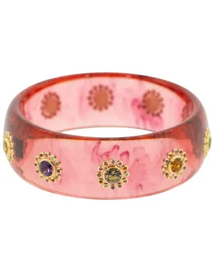 Amethyst and Peridot Pink Bakelite Bangle