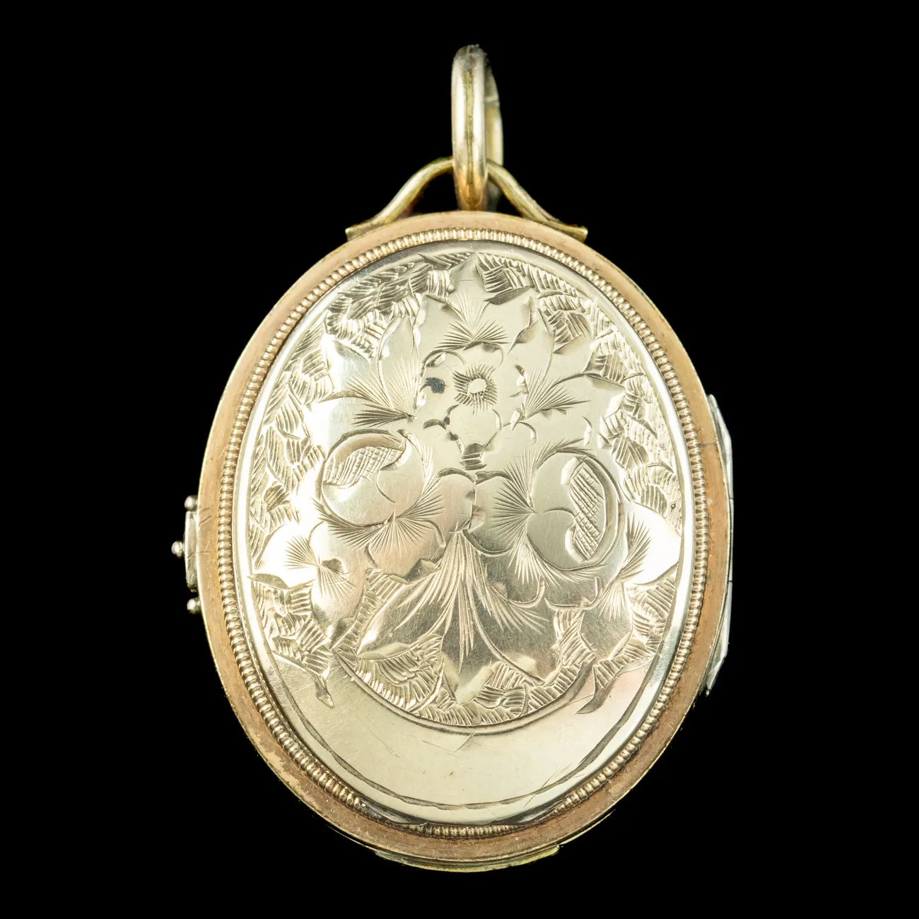 Antique Victorian Floral Family Locket 9ct Gold Back And Front