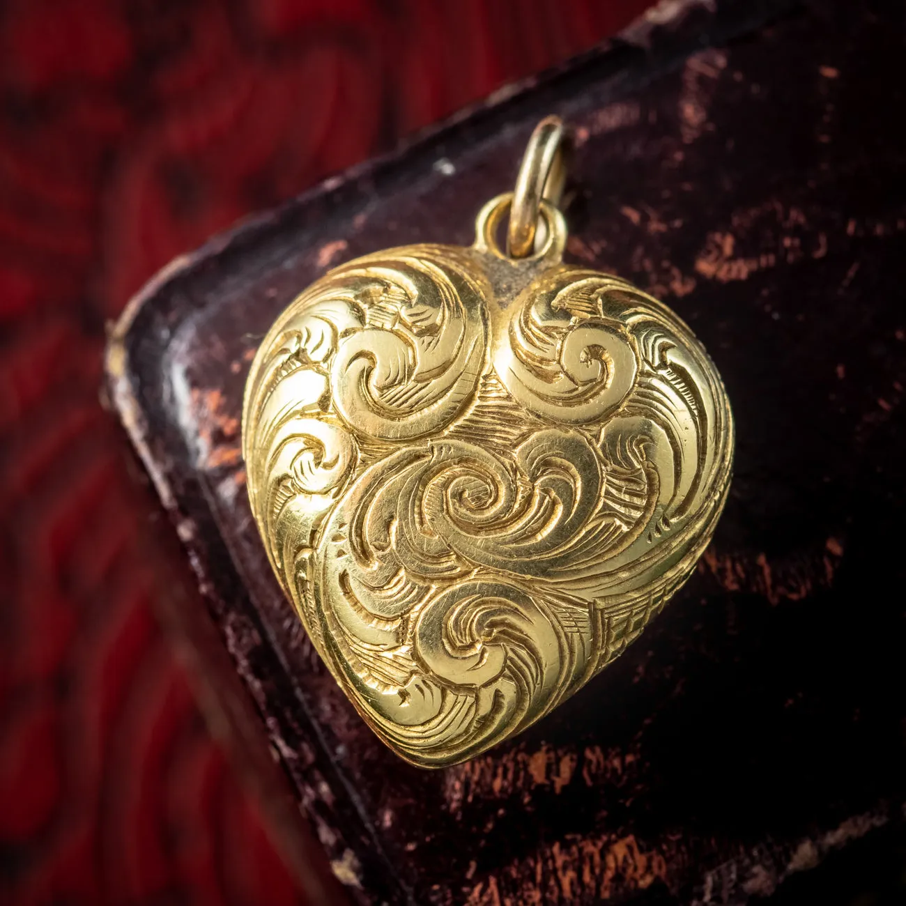 Antique Victorian Heart Charm Pendant 15ct Gold With Locket