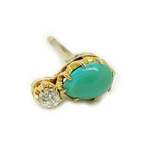 Antique Victorian Turquoise Diamond Single Stud Earrings