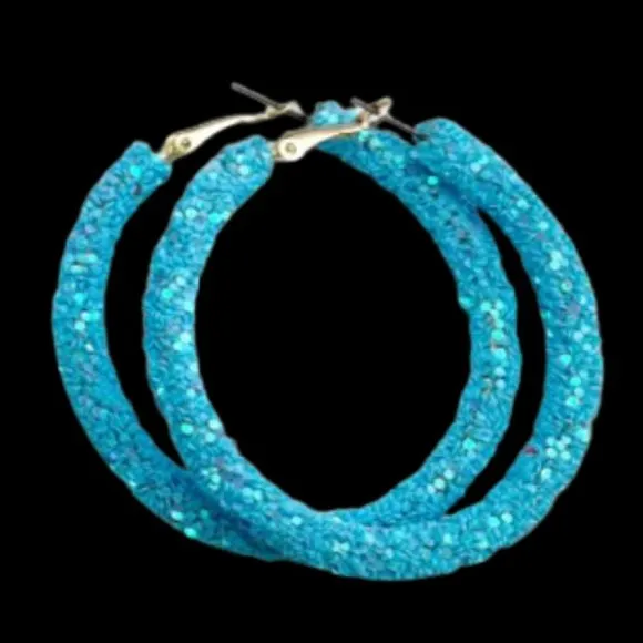 Aqua Crystal Hoops