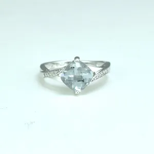 Aquamarine and Diamond Fashion Ring in Sterling Silver