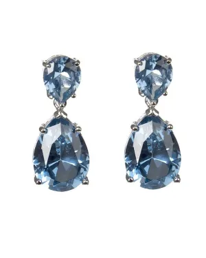 Aquamarine Double Pear Drop Earrings