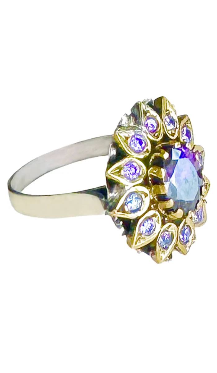 Araish Sterling Silver and Purple Antique Finish Cocktail Ring