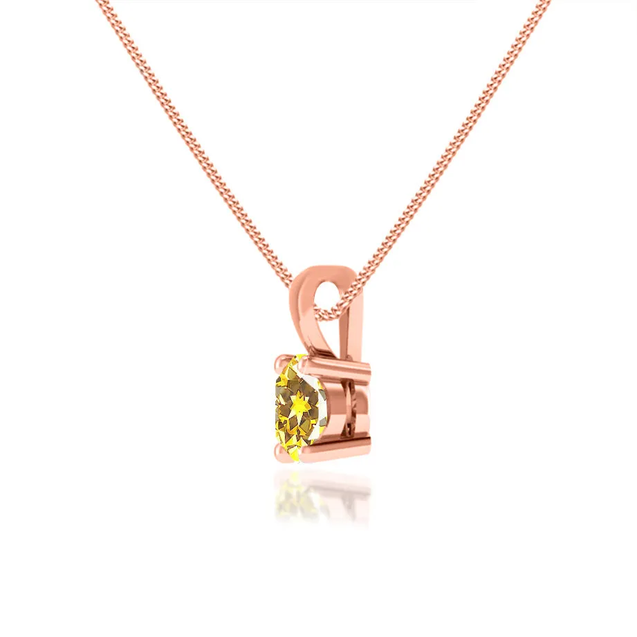 AURORA - Round Yellow Sapphire 18k Rose Gold Solitaire Pendant