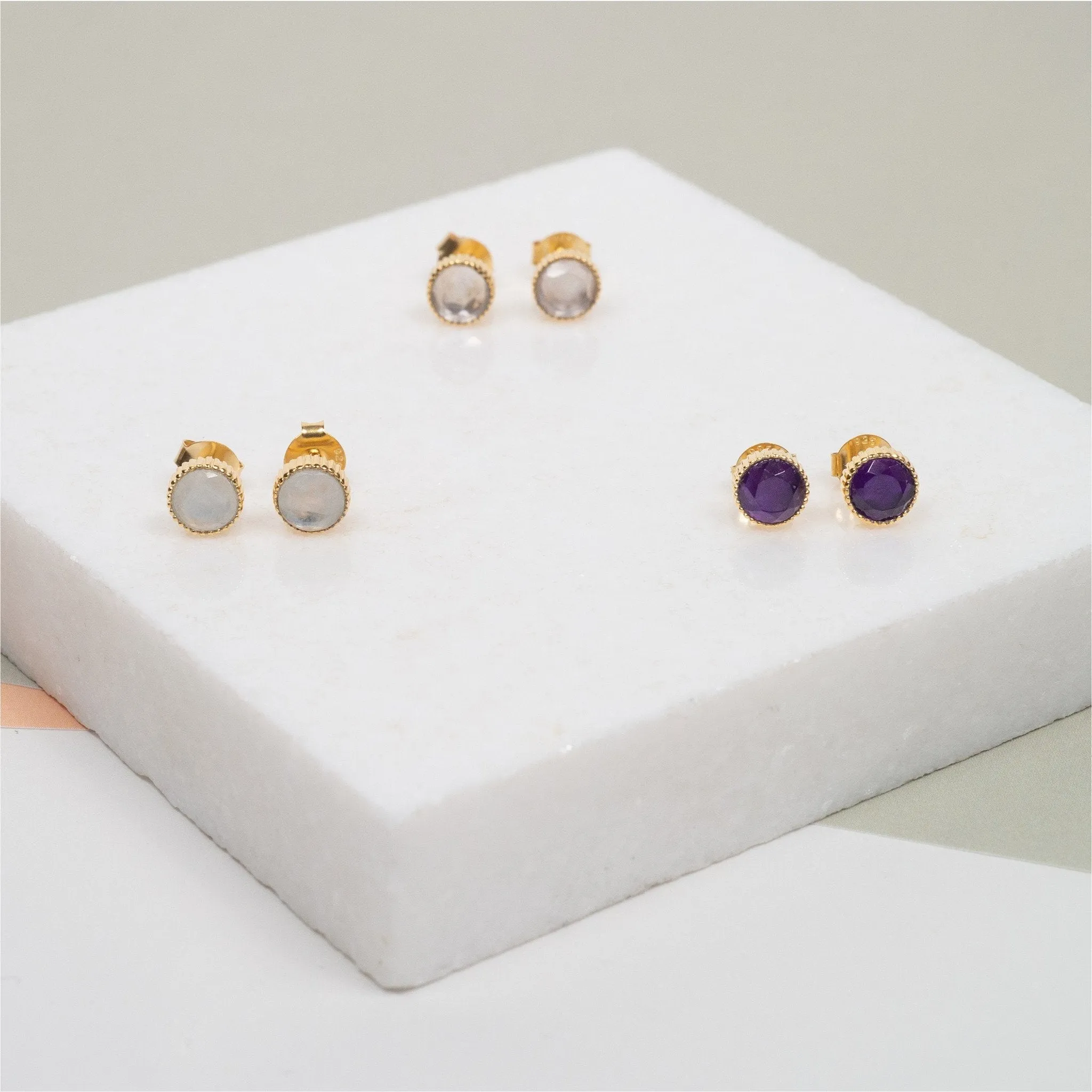 Barcelona February Amethyst Birthstone Stud Earrings